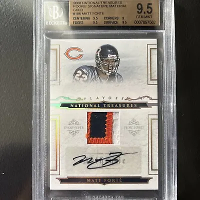 Matt Forte 2008 National Treasures Patch Auto /25 Bgs 9.5 Gem Mint Bears Pop 2 • $399.99