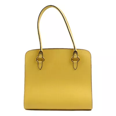 Auth DELVAUX Sepia Handbag Yellow Leather/Goldtone - R9972i • $309