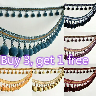 £7.15 • Buy Curtain Tassel Balls Trimming 1M Bobble Trim Crystal Fringe POM Sewing Ribbon