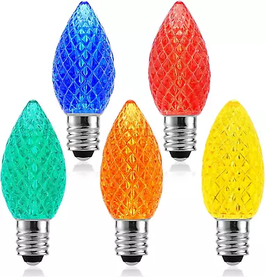 25 Pack C7 LED Christmas Bulbs Multi-Color C7 Waterproof Light Bulbs Outdoor S • $19.55