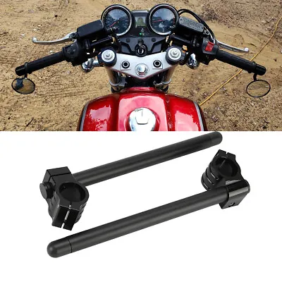 Motorcycle Clip On 7/8  CNC Handlebar 35mm Fork Tube Black For Yamaha Handle Bar • $37.99