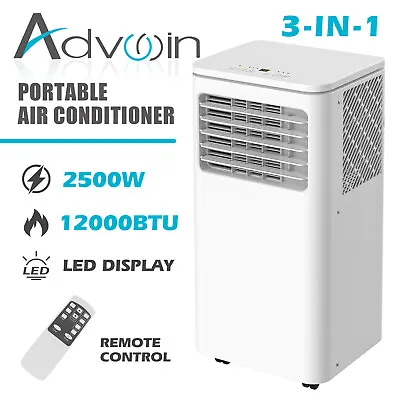 $369.90 • Buy Advwin 12000BTU Portable Air Conditioner 3in1 Mobile Fan Cooler Dehumidifier