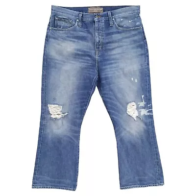 Point Sur Denim Stevie X Rocker Jeans Womens Blue Button Fly Light Destroy Sz 32 • $19.99