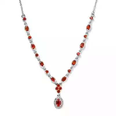 AMAZING!! Mexican Fire Opal & Zircon 18  Necklace Platinum Plated 1.15ctw • $81