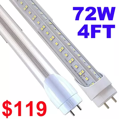 12 Pack T8 4 FT G13 Bi Pin Led Tube Light Bulbs 72W 4 Foot Led Shop Light 6500K • $119.99