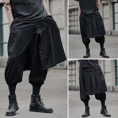 Fashion Mens High Waist Skirt Trousers Wide Leg Dance Jogger Drop Crotch Pants • $19.09