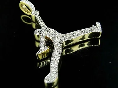 1 Ct Round Lab-Created Diamond Jumpman Charm Pendant 14k Yellow Gold Plated • $152.15