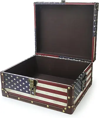 $71.84 • Buy DreamsEden Large Vintage Decorative Storage Trunk - Wooden American Flag Chest X