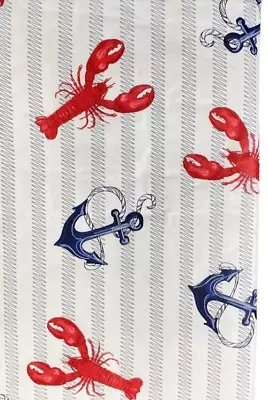 Vinyl Tablecloth Umbrella Hole Zipper 52x70 Flannel Backed Lobsters Anchors • $16.90