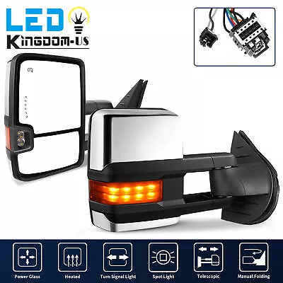 Pair Power Heated Tow Mirrors For 07-13 Chevy Silverado Sierra LED Amber Signal • $122.90