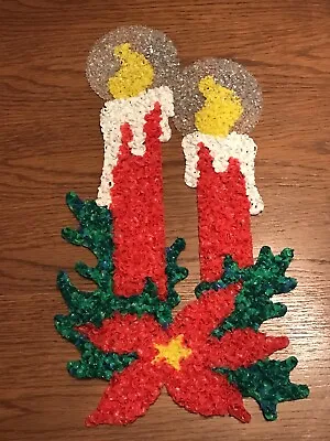 Vintage Melted Plastic Popcorn Christmas Holiday Decoration Candles Poinsettia • $27