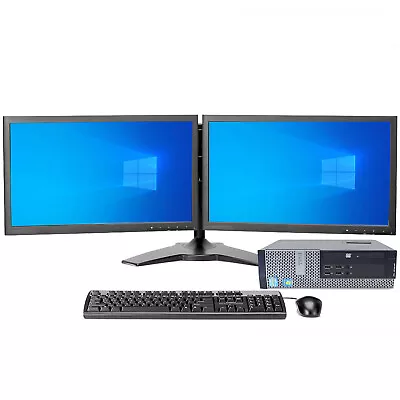 Dell Dual Monitor Screen SFF/DT PC SET - Intel I7 16GB RAM 512GB SSD/HDD W10 Pro • £276.99