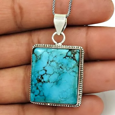 Natural Turquoise Gemstone Pendant Bohemian 925 Sterling Silver For Women Q2 • $63.42