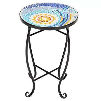 14  Round Mosaic Outdoor Side Table Folding End Table Accent Table Blue Hawaii • $48.89