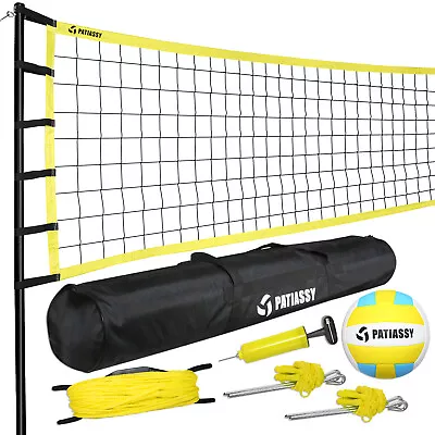 Outdoor Portable Volleyball Net Set Easy Setup Adjustable Height Steel Poles Bag • $71.27