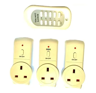 £18.99 • Buy 3 Wireless Remote Control Sockets Electrical 3 Pin Plug 4 Programmable Channels