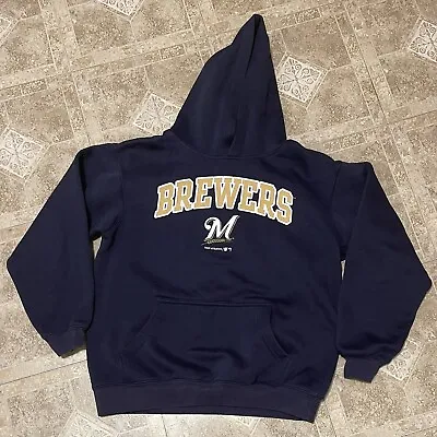 MLB Milwaukee Brewers Navy Hoodie Sweatshirt Size Small • $17