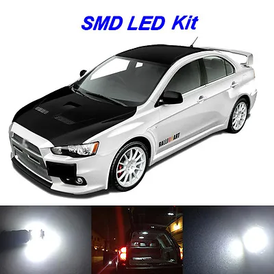 6 X White LED Interior Bulbs + License Plate Lights For 2008-2016 Lancer EVO X • $16.83