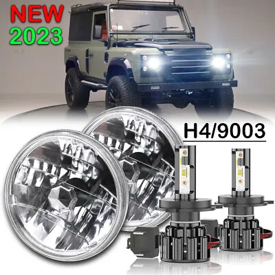 DOT Pair 7'' Inch Round Led Headlights For Land Rover Defender 1987 1988-1997 • $167.49