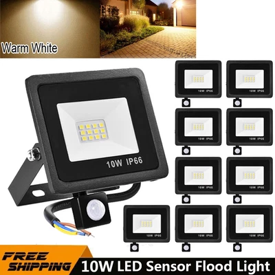 $50.99 • Buy 10x 10W LED Flood Light Floodlight PIR Motion Sensor Outdoor Yard Lamp Spotlight