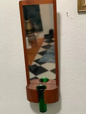 Randers Mobelfabrik Teak MCM Mirror With Homelgarrd Green Vase • $325