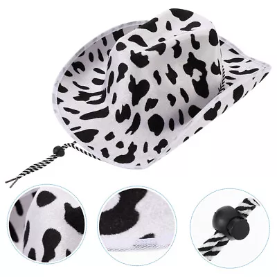 Cowboy Hat Cow Print Performance Hat For Cosplay Costume Party White Black-TB • £9.45