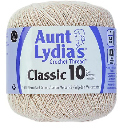 Aunt Lydia's Classic Crochet Thread Size 10-Ecru 154-419 • £11.20