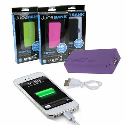 2400mah Juice Bank Power Mobile Battery Charger Emergency Smart Iphone Ipad New • £4.95