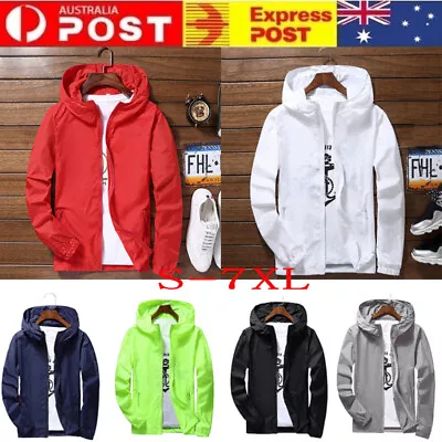 Men Wind Breaker Coat Hoodie Jacket Quick Drying Outwear Waterproof Breathable • $17.81