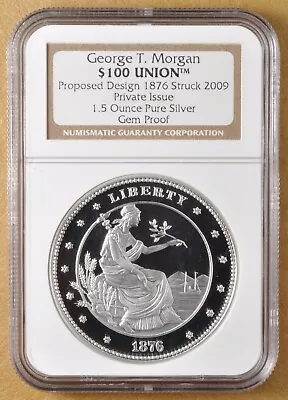 George T Morgan $100 Union Proposed Design 1.5 Ounce Silver NGC Ult Cam Gem PF • $110