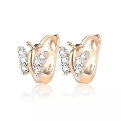 9K Gold Filled Baby Girl Tiny Made With Swarovski Crystal 10mm Earring W/5702F • £6.99