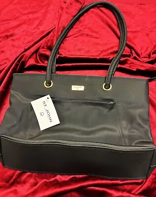 NWT St. John Large Black Nylon Tote With Double Handles/Shoulder Straps • $59