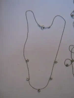 3 NADRI 15  Shaker Shaky Necklaces 2 W/ CZ Hearts 1 W/ Stars Rhodium Plated • $29.99