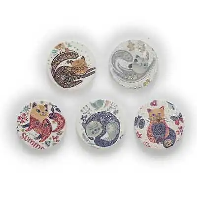 50pcs Cat Theme Wood Buttons Sewing Scrapbooking Clothing Craft Making Decor DIY • $3.99