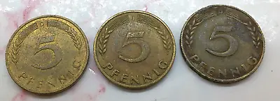 Germany 5 Pfennig Coins Lot Of 3 (Years 1950 1988 1949) • $2.50