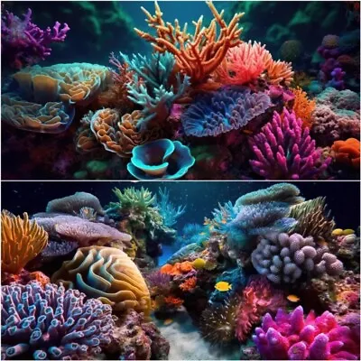 HD 3D Coral Fish Tank Background Sticker Landscape Poster Home Aquarium Decor • $36.20