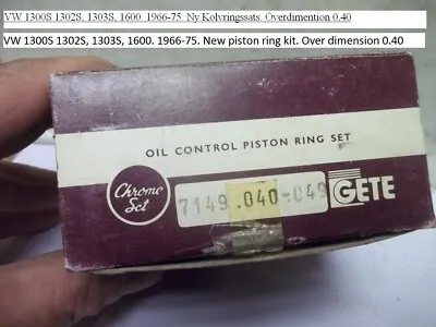 VW 1300S 1302S 1303S 1600. 1966-75. New Piston Ring Kit. Over Dimension 0.40 • $25