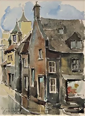 Vintage J. Winter Watercolor  La Rue Couillard Quebec  • $60