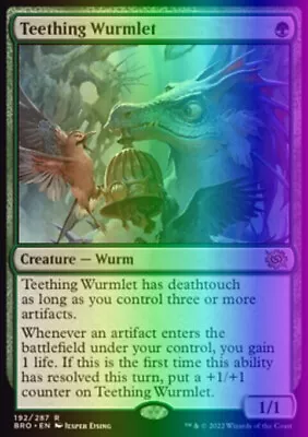 MTG Magic The Gathering Teething Wurmlet (192/399) The Brothers' War NM FOIL • $1.45