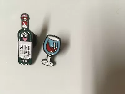 Wine Time Metal Enamel Pin Badge. • £3