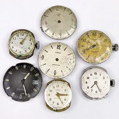 7 Timex Watch Movements Dial Face Art Deco Steampunk Part Watchmaker Repair Lot • $17.50