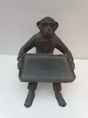 Monkey Butler Tray Business Card Holder Resin Faux Cast Iron Vintage PLEASE READ • $44.99