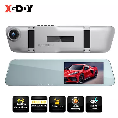 1080P HD Dash Camera Front Rear View Cam Car DVR Tail Reversing Mirror Recorder • $33.89