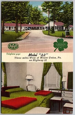 Motel  22  On Highway 22 Near Mount Union PA - Postcard 8709 • $5.41