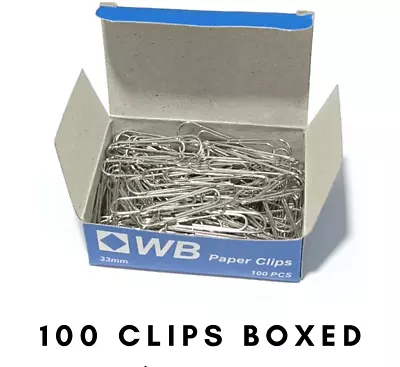 Paper Clips Large 33mm No Tear - Polished Steel Office School Paperclips Metal • £2.99