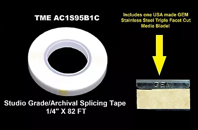 Splicing Tape Open Reel Audio 1/4  Vintage White Color 82FT W/ GEM Blade NEW! • $7.99