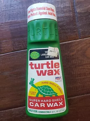 Vintage 1980s Turtle Wax Hard Shell Car Wax 16 Oz Plastic Bottle Retro Antique • $29.95