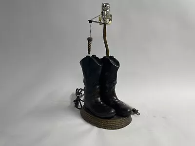 Vintage Cowboy Boots Rope Lamp - 18” Tall -  Tested Works - 15lbs • $44.49