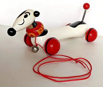 Vintage Vilac France Wooden Pull Dog Toby Toy • $24.99