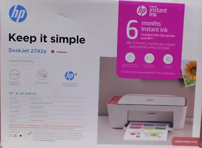 HP DeskJet2742e Wireless Color All-n-One Inkjet Printer W/ 6 Months Ink-Rosewood • $59.95